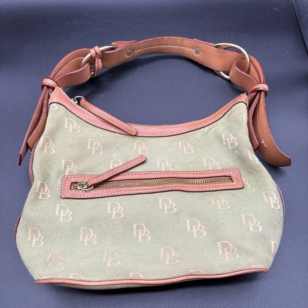 Dooney & Bourke Quilt DB Signature Y2K Hobo Shoulder Bag Small Green